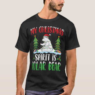 Polar Bear Wearing Santa Hat Christmas Spirit Is P T-Shirt
