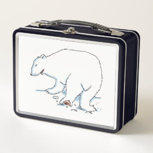 Polar Bear white and black lunchbox