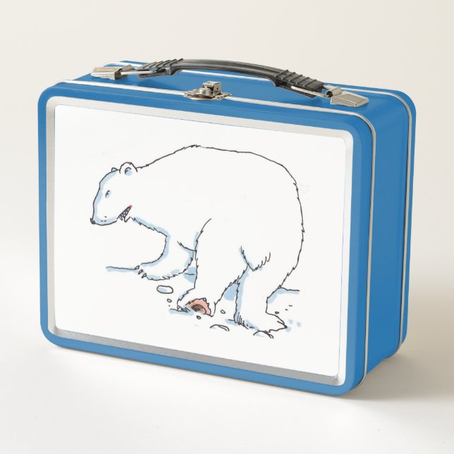 Polar Bear white and light blue lunchbox (Front)