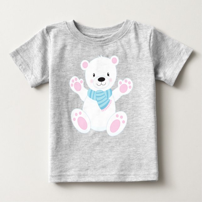 Polar Bear, White Bear, Cute Bear, Bear With Scarf Baby T-Shirt (Front)