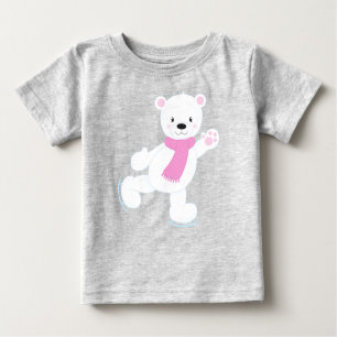 Polar Bear, White Bear, Ice Skating Bear, Scarf Baby T-Shirt
