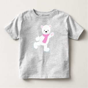 Polar Bear, White Bear, Ice Skating Bear, Scarf Toddler T-Shirt
