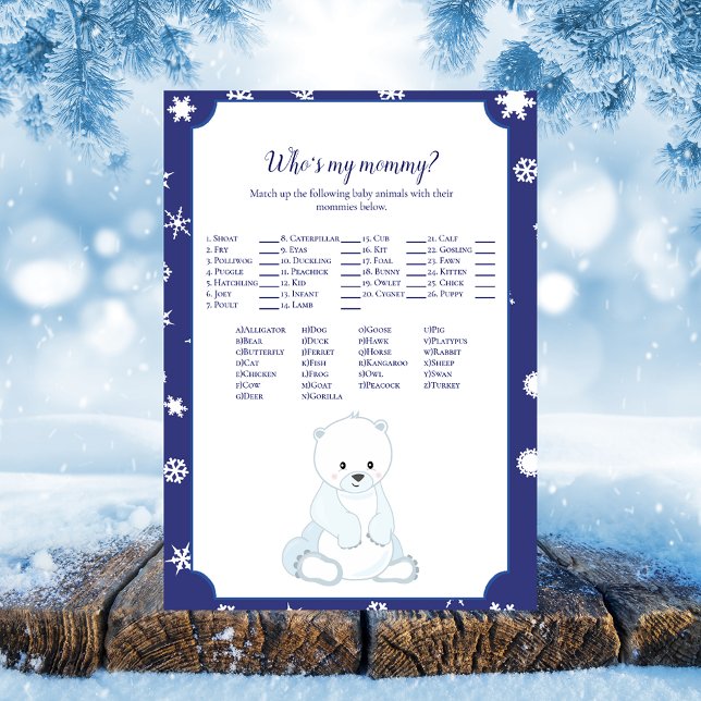 Polar Bear Who's My Mummy Baby Shower Game (Creator Uploaded)