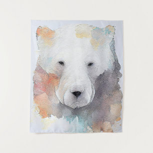 Polar Bear Wild Animal Nature Watercolor Art Tapestry