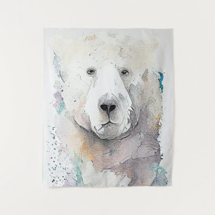 Polar Bear Wild Animal Nature Watercolor Art Tapestry