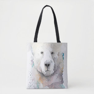 Polar Bear Wild Animal Nature Watercolor Art  Tote Bag