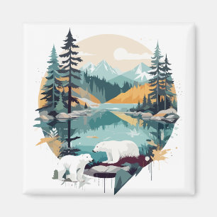 Polar Bear Wildlife Animal Nature Outdoors Forest Magnet