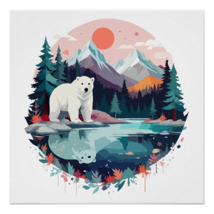 Polar Bear Wildlife Animal Nature Outdoors Forest Poster