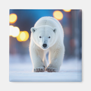 Polar Bear Wildlife Animal On Street  Magnet
