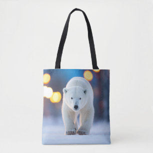 Polar Bear Wildlife Animal On Street Tote Bag