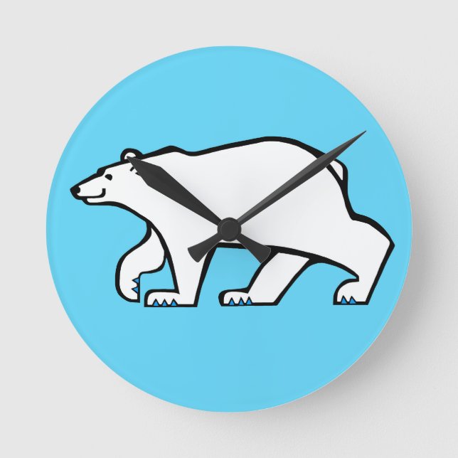  POLAR BEAR- Wildlife -Arctic Blue Round Clock (Front)