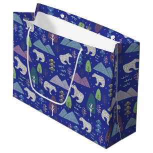 Polar Bear Winter Artic Adventure Blue Large Gift Bag