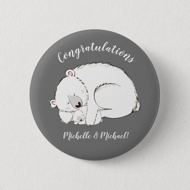 Polar Bear Winter Baby Shower 6 Cm Round Badge (Front)