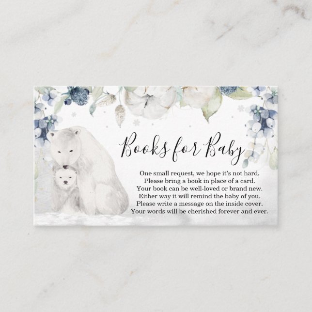 Polar Bear Winter Baby Shower Books for Baby Business Card (Front)