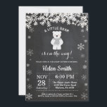 Polar Bear Winter Baby Shower Chalkboard Invitation<br><div class="desc">Polar Bear Winter Baby Shower Invitation. White Snowflake. Boy or Girl Baby Shower Invitation. Winter Holiday Baby Shower Invite. Chalkboard Background. Black and White. For further customisation,  please click the "Customise it" button and use our design tool to modify this template.</div>