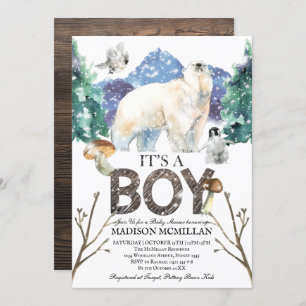 Polar Bear Winter Baby Shower Invitation