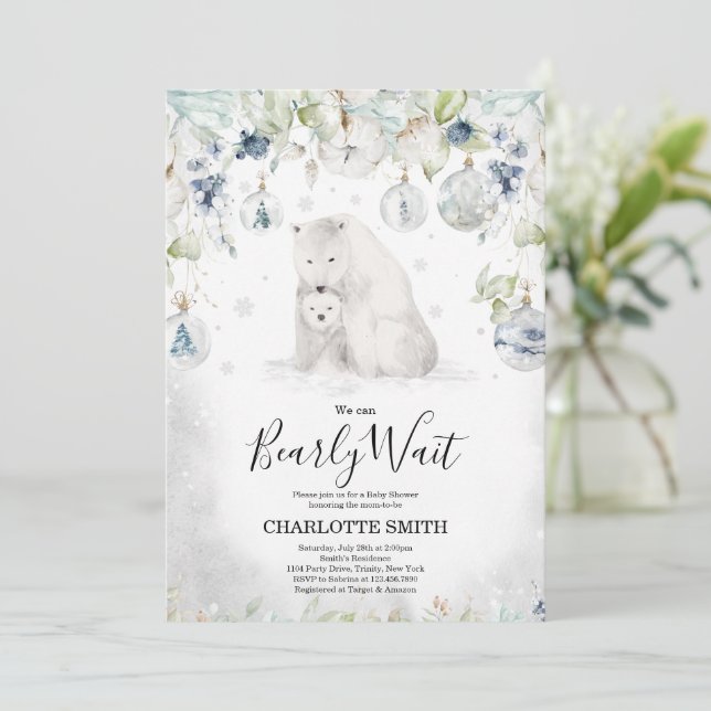 Polar Bear Winter Baby Shower Invitation (Standing Front)