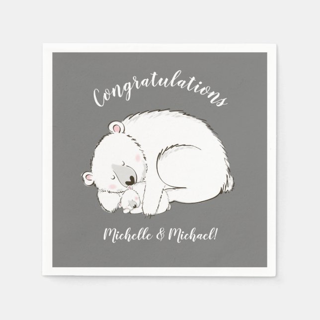Polar Bear Winter Baby Shower Napkin (Front)