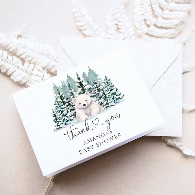 Polar Bear Winter Baby Shower  Thank You Card (Creator Uploaded)