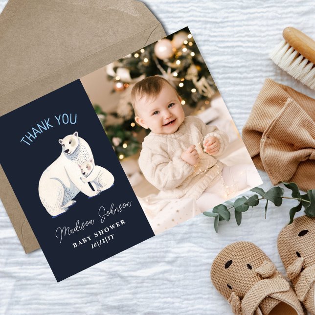 Polar Bear Winter Baby Shower Thank You Postcard (Polar Bear Winter Baby Shower Thank You Postcard)