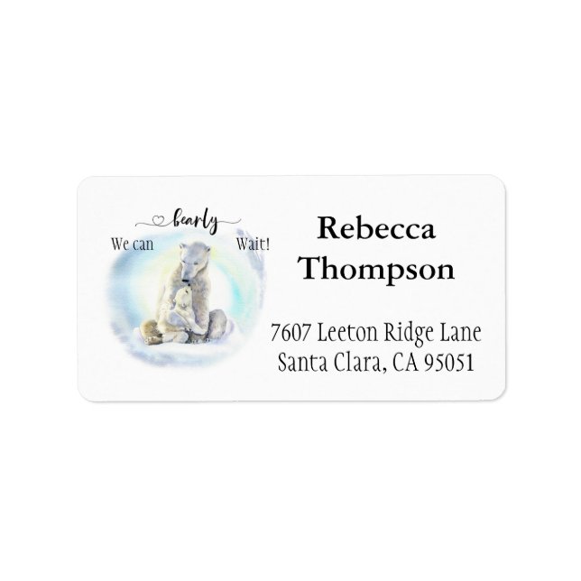 Polar Bear Winter Bearly Wait Baby Shower Address Label (Front)