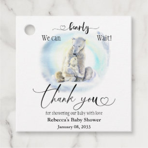 Polar Bear Winter Bearly Wait Baby Shower Gift Favour Tags