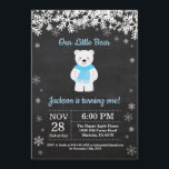 Polar Bear Winter Boy Birthday Invitation<br><div class="desc">Polar Bear Winter Boy Birthday Invitation. White Snowflake. Boy Birthday Party Invitation. Winter Holiday Bday. 1st First Birthday. 1st 2nd 3rd 4th 5th 6th 7th 8th 9th 10th 11th 12th 13th 14th 15th, any age. Chalkboard Background. Black and White. For further customisation, please click the "Customise it" button and use...</div>