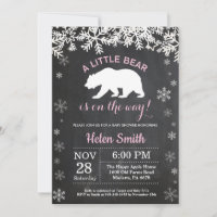 Polar Bear Winter Girl Baby Shower Chalkboard