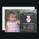 Polar Bear Winter Girl Birthday Photo Invitation<br><div class="desc">Polar Bear Winter Girl Birthday Invitation with custom photo. White Snowflake. Girl Birthday Party Invitation. Winter Holiday Bday. 1st First Birthday. 1st 2nd 3rd 4th 5th 6th 7th 8th 9th 10th 11th 12th 13th 14th 15th, any age. Chalkboard Background. Black and White. For further customisation, please click the "Customise it"...</div>