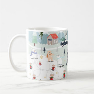 Polar bear winter landscape, Christmas background. Coffee Mug