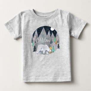 Polar bear winter mountains moon baby T-Shirt