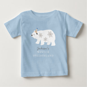 Polar Bear Winter Onederland Blue 1st Birthday Baby T-Shirt