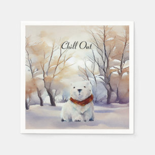 Polar Bear Winter Scene Christmas Paper Napkin