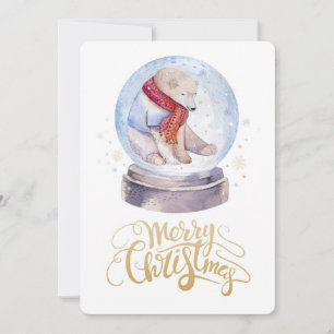 Polar Bear Winter Snow Merry Christmas Holiday Card