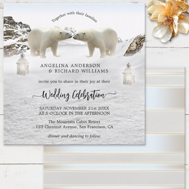 Polar Bear Winter Wedding Invitation (Creator Uploaded)