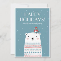 Polar Bear Wishes Greeting Card in Teal