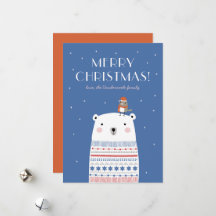 Polar Bear Wishes Greeting Card. Indigo