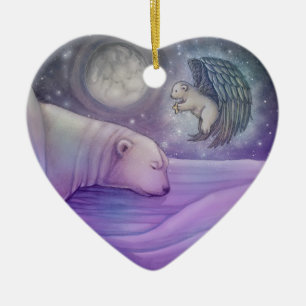 Polar Bear with Angel Holiday Ornament
