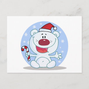 Polar Bear With Candy Cane Holiday Tshirts