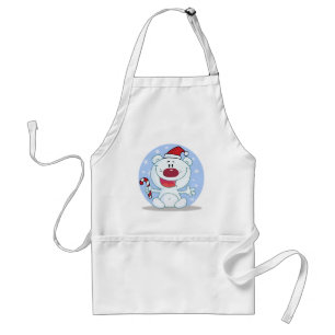 Polar Bear With Candy Cane Holiday Tshirts Standard Apron