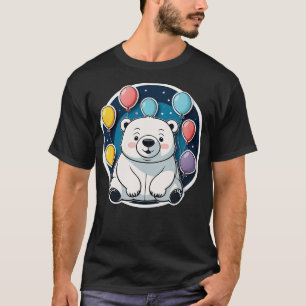 Polar Bear with Colourful Balloons Floating T-Shirt