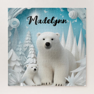 Polar Bear with Cub Arctic Ocean Personalised Jigsaw Puzzle