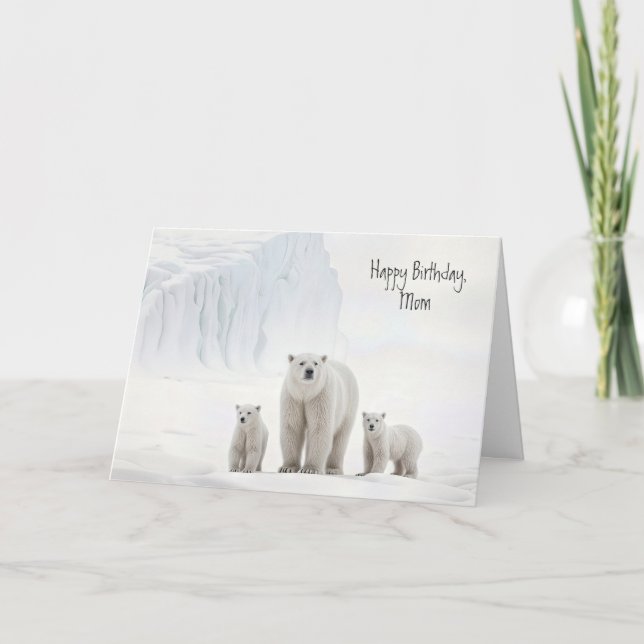 Polar Bear With Cubs For Mum's Birthday Card (Front)