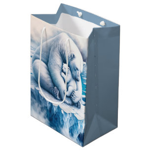 Polar Bear With Her Cub On a Glacier Medium Gift Bag