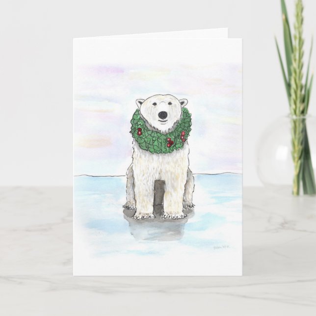 Polar Bear with Holiday Wreath (Front)