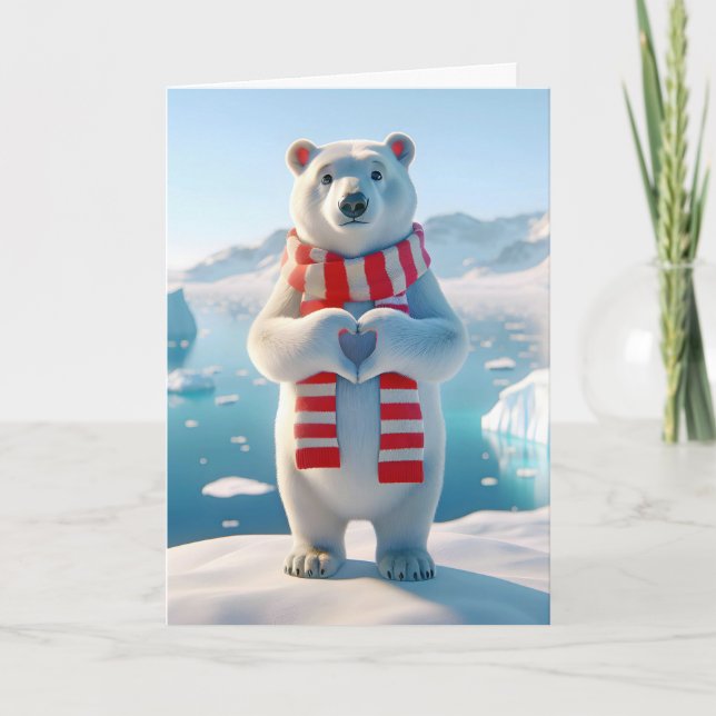 Polar Bear With Paws Forming a Heart Card (Front)