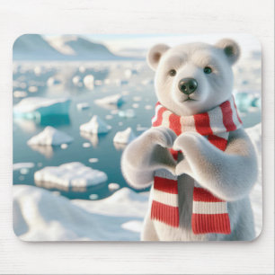 Polar Bear With Paws Forming a Heart Mouse Pad