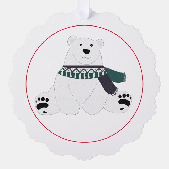 Polar Bear With Scarf Tree Decoration Card (Front)
