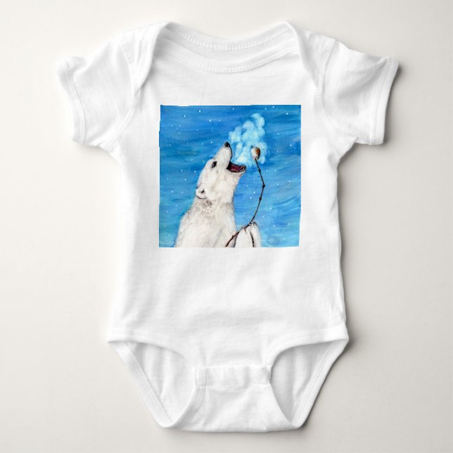 Polar Bear with Toasted Marshmallow Baby Bodysuit (Front)
