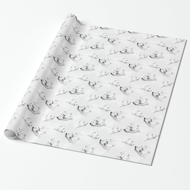 Polar Bear Wrapping Paper Bear Christmas Paper (Unrolled)